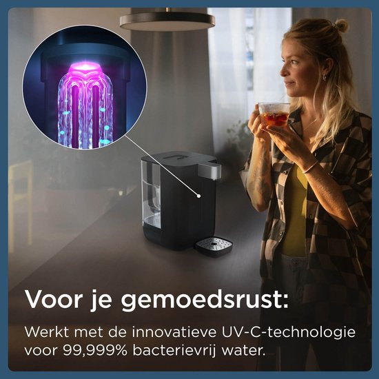 Distributeur d'eau et machine à thé BRITA Cube pour la maison - Noir - Préparez un thé parfait grâce à différents réglages de température et de volume - Technologie UV-C - Filtre Maxtra Pro Kalk Expert inclus