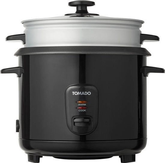 Tomado TRC1501B - Cuiseur à riz - Capacité 1,5 litre - Panier vapeur - Fonction maintien au chaud - Sans PFAS - Noir