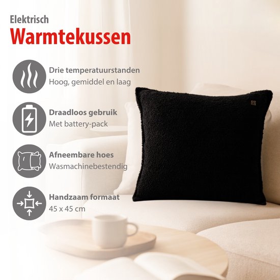 Coussin chauffant électrique Alpina – Coussin chauffant pour la nuque et les épaules – 3 niveaux de chaleur – Arrêt automatique – Housse lavable – 60 x 62 cm – 100 W