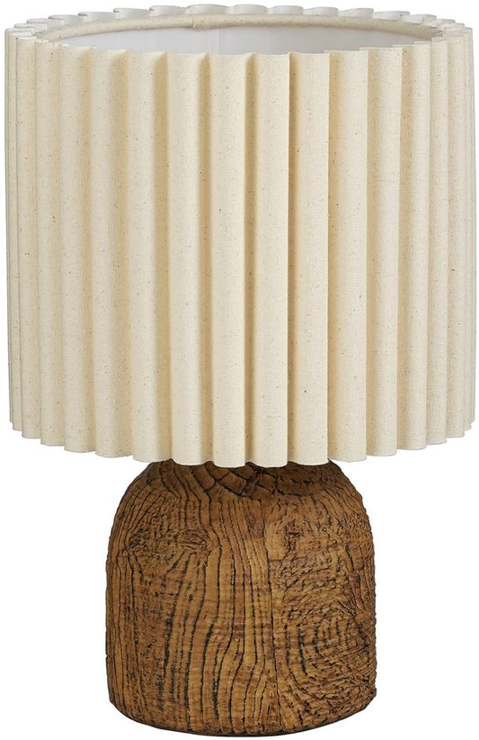 Lampe de table Mica Decorations Frey pour salon - Style Japandi - Lampe décorative avec abat-jour - Lampe de bureau et lampes de table pour salon - 33 x ⌀22 cm - Marron