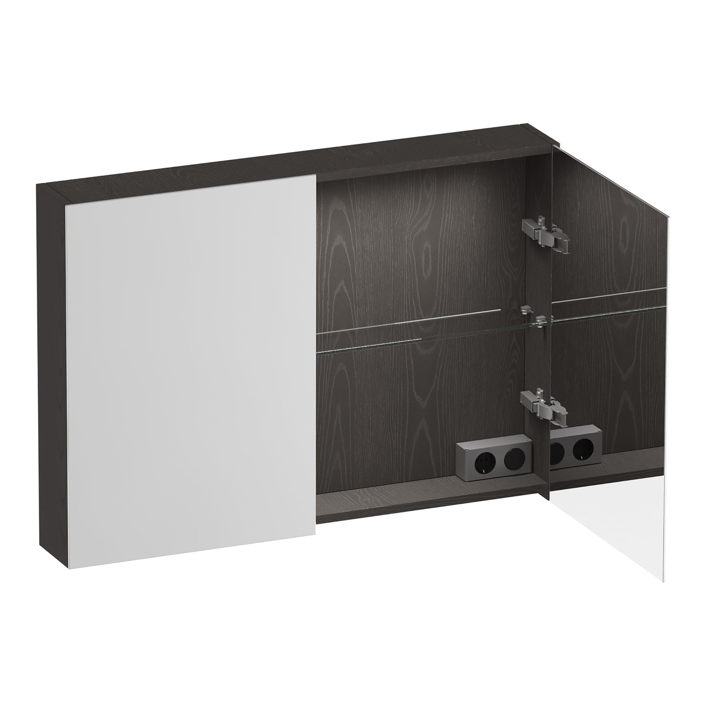 Armoire de toilette Brauer Impress Deluxe 99 x 70 cm - Éclairage LED à l'intérieur et en bas - Timber Anthracite