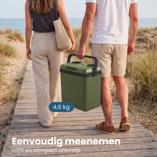 Auronic Coolbox électrique 12V et 230V - 25L - Réfrigérateur de camping - Voiture - Refroidissement et chauffage - Frigobox - Vert