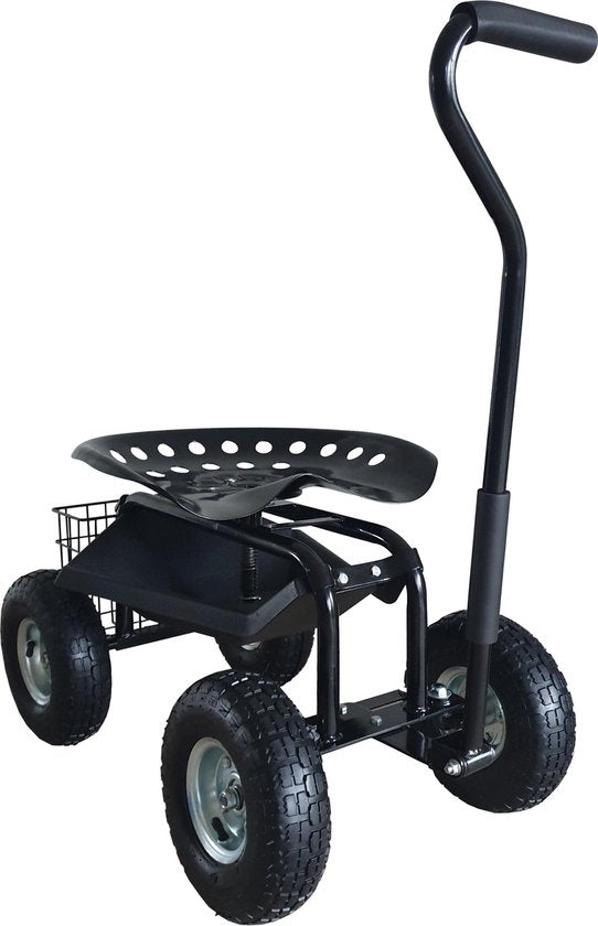 AXI AG22 Tabouret de jardin sur roues en Noir - Tabouret de jardin - Tabouret à genoux en métal avec une charge maximale de 150 kg - Tabouret avec espace de rangement pour le jardinage