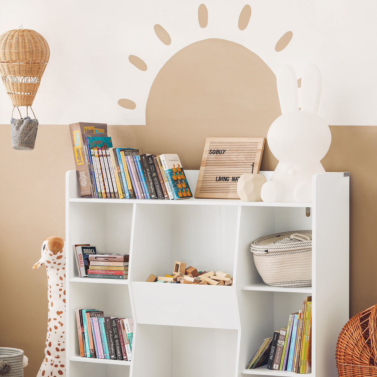 SoBuy KMB55-W Bibliothèque pour enfants - MDF - 106 x 30 x 104 cm - Blanc