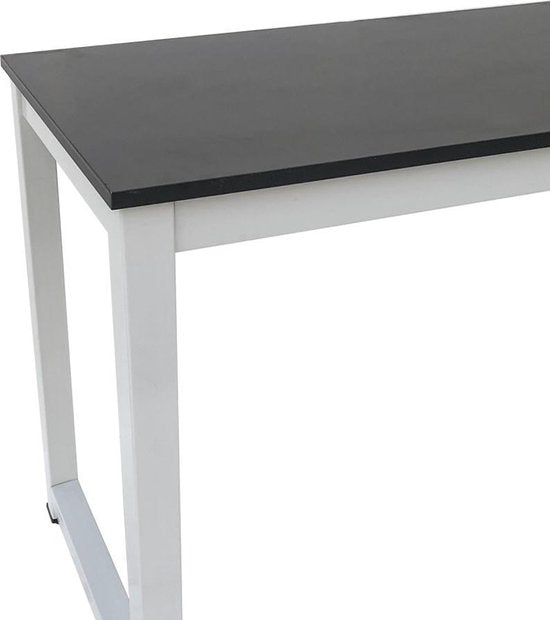 Bureau table informatique - table de cuisine - métal bois - 120 cm x 60 cm - blanc avec plateau noir