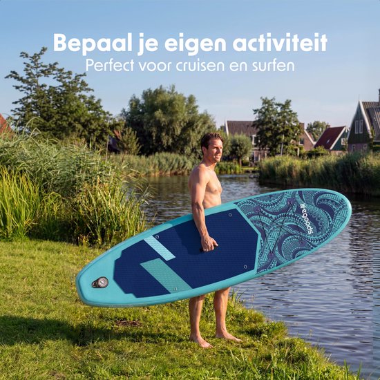 LifeGoods SUP Board All-round Compact - avec siège - capacité de charge de 100 KG - 300 x 76 cm - gonflable - ensemble complet de SUP - bleu