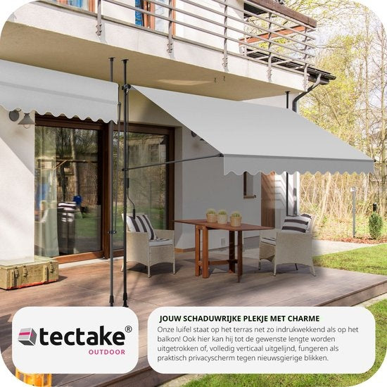 tectake - store à pinces - parasol - store - réglable - store à pinces - parasol balcon - 300 x 180 cm - gris clair - store - 404963
