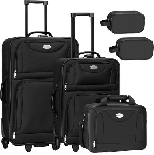 Juskys Trolley Travel Case Set / Suitcase Set Athen - 5-Piece - Black