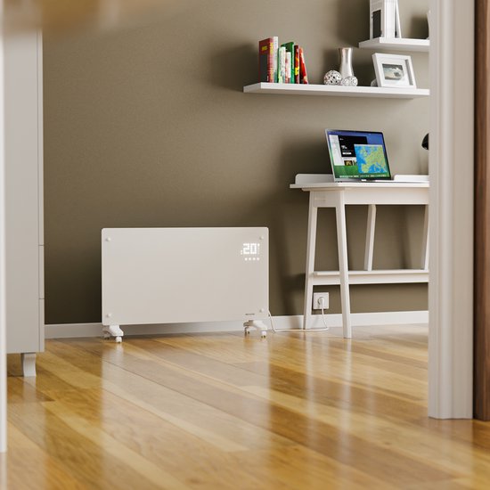Auronic Electric Heater - Convecteur avec thermostat et télécommande - Panneau chauffant - jusqu'à 30 m² - 2500W Heater - White