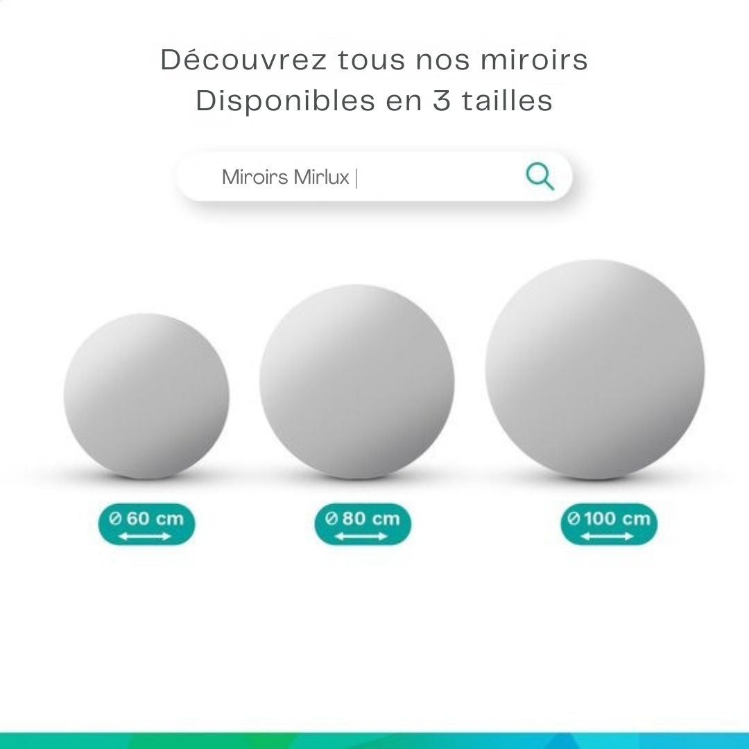Miroir de salle de bain - Mirlux - avec éclairage LED et chauffage - rond - anti-condensation - 80CM