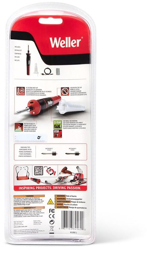 Weller WLBRK12EU - Fer à souder rechargeable avec batterie lithium-ion - 12 W - 510 °C