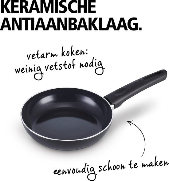 Brabantia Cooking Pleasure set - 7 pièces - Induction - Revêtement antiadhésif en céramique - 100% sans PFAS - Noir