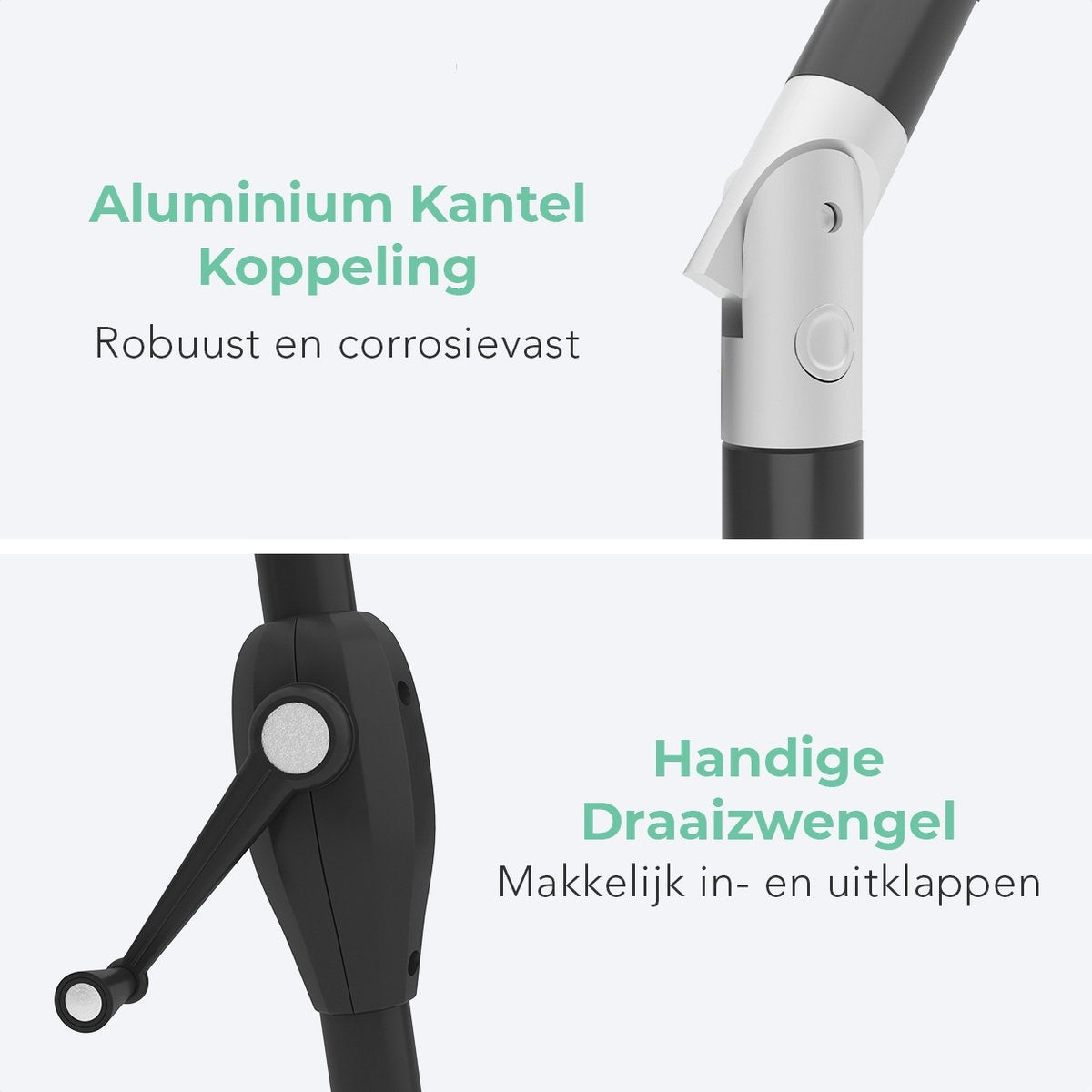 LifeGoods Parasol - Ø270 cm - 30° inclinable - imperméable - avec housse - Gris foncé