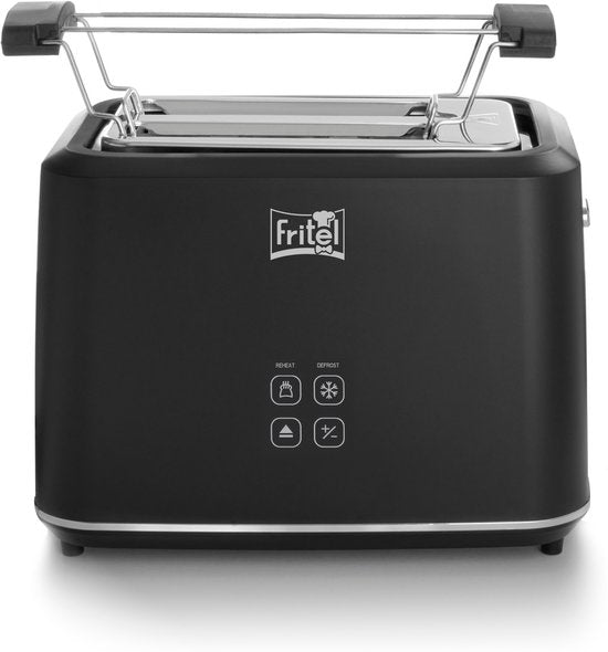 Grille-pain FRITEL TO 2995 - Grille-pain élégant - 2 fentes - 7 niveaux de grillage - 850 W - Écran tactile - Noir mat - Bac à miettes amovible + support pour petits pains