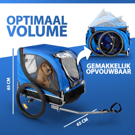 Bicycle Gear Dog Bike Trailer - Blue - 40kg - With Rain Cover & Reflectors