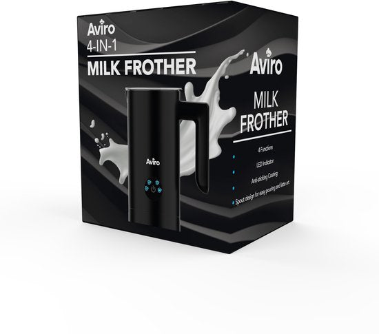Aviro Milk Frother With Spout - Electric - 300ML - 4-in-1 - Milk Frother - Milk Whiskisk - Milk Frother - Black
