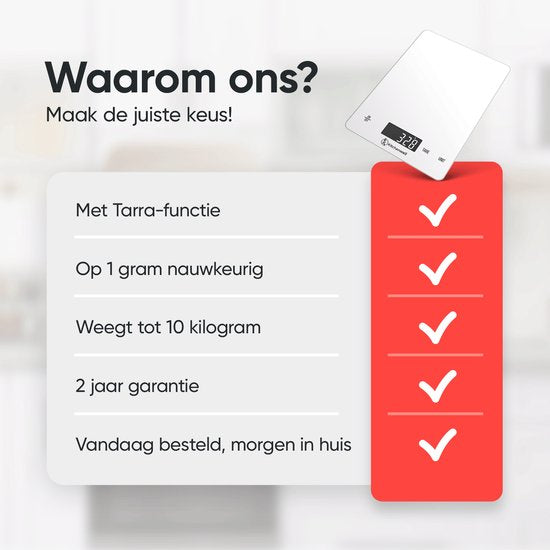 Kitchenwell Balance de cuisine numérique de précision - Balance de cuisine - 1gr - 15kg - Fonction tare - Rechargeable par USB - Blanc