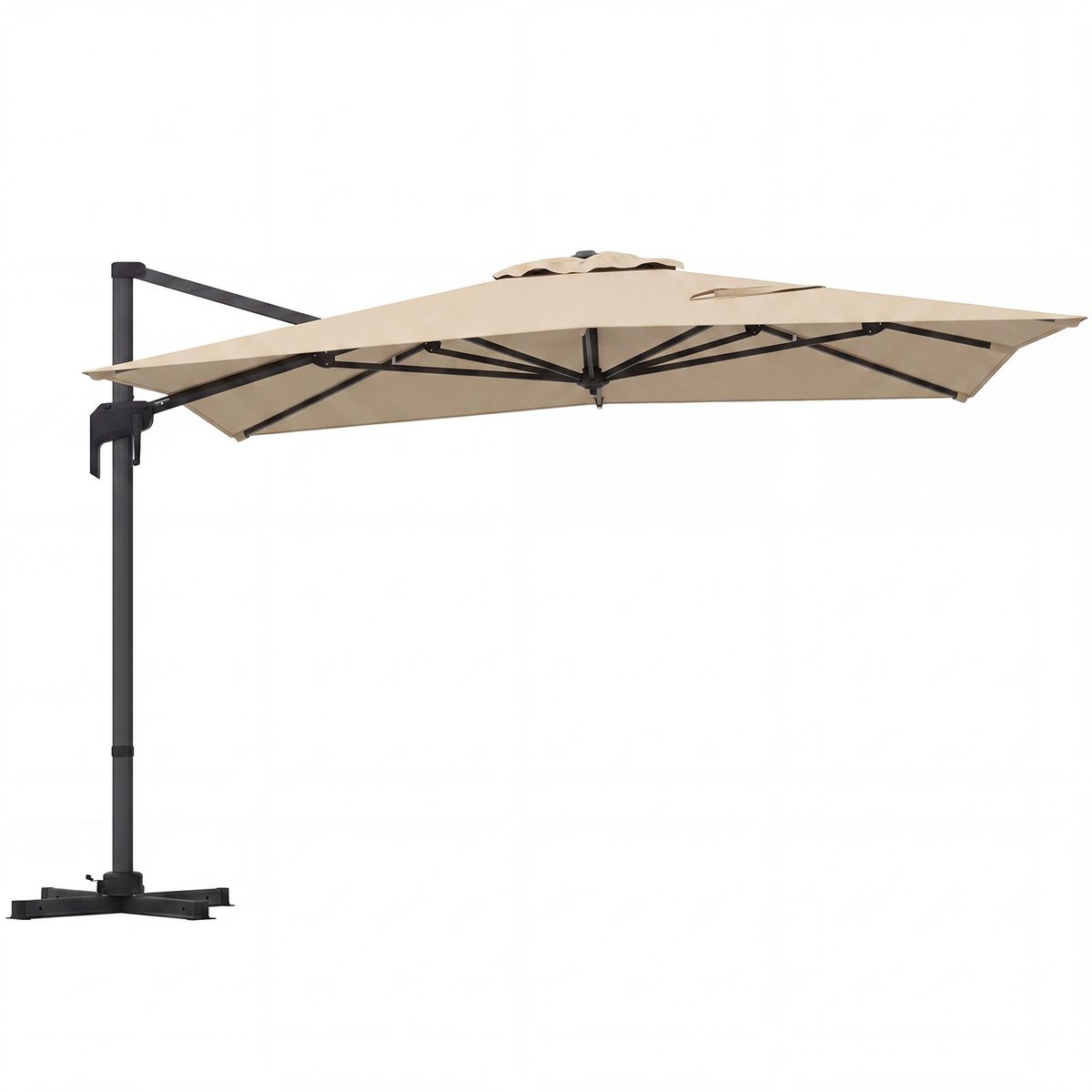 Parasol rectangulaire Coast - pied à pédale et manivelle - 300 x 390 cm - beige