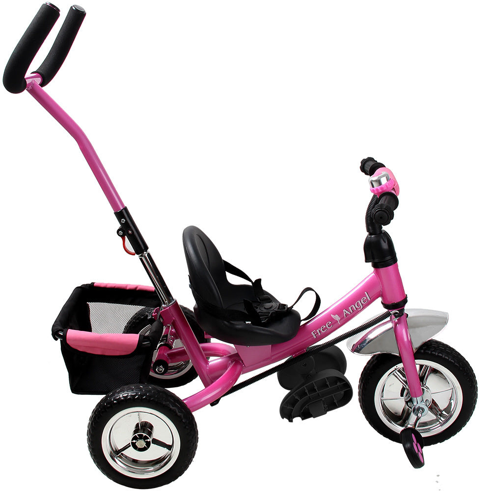 Spielwerk Tricycle pour Enfants Engel - Métal - Guidon de Poussée - Rose