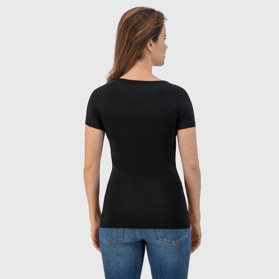 Anti Sweat Shirt - Fibershirts® - Coussinets d'aisselles cousus - Maillot de corps - Noir - Col rond - Femmes - Taille L