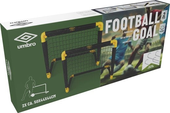 Buts de football - Umbro - Lot de 2 - Buts de football pliables - 50 x 44 x 44 CM - Entraînement de football - pour enfants et adultes - Noir/Jaune