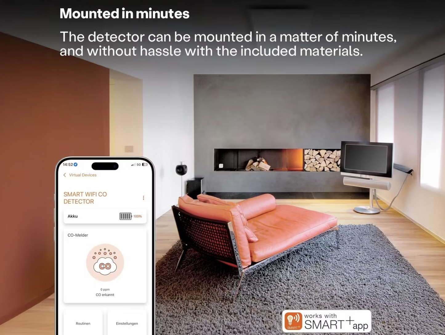 Ledvance Smart+ Wifi détecteur de monoxyde de carbone - blanc - 85x27x85 mm - compact et intelligent