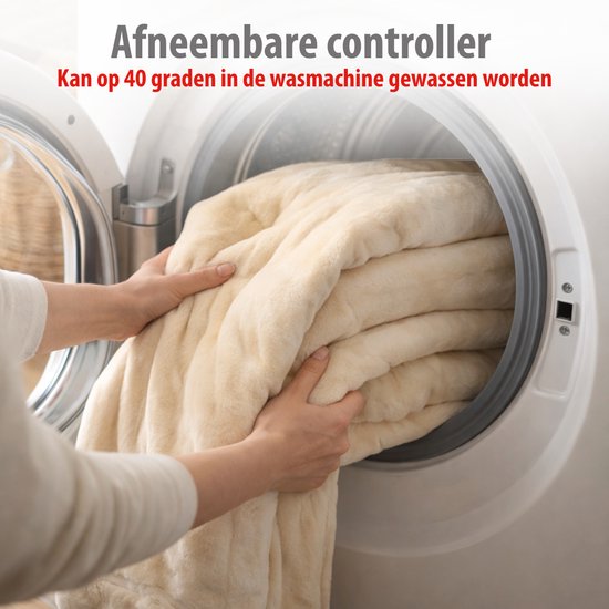 Couverture chauffante électrique Alpina 130 x 180 cm - Couverture chauffante électrique pour une personne avec minuterie 1-9 h - Couverture douillette à 10 réglages - Couverture lavable - Flanelle - Beige