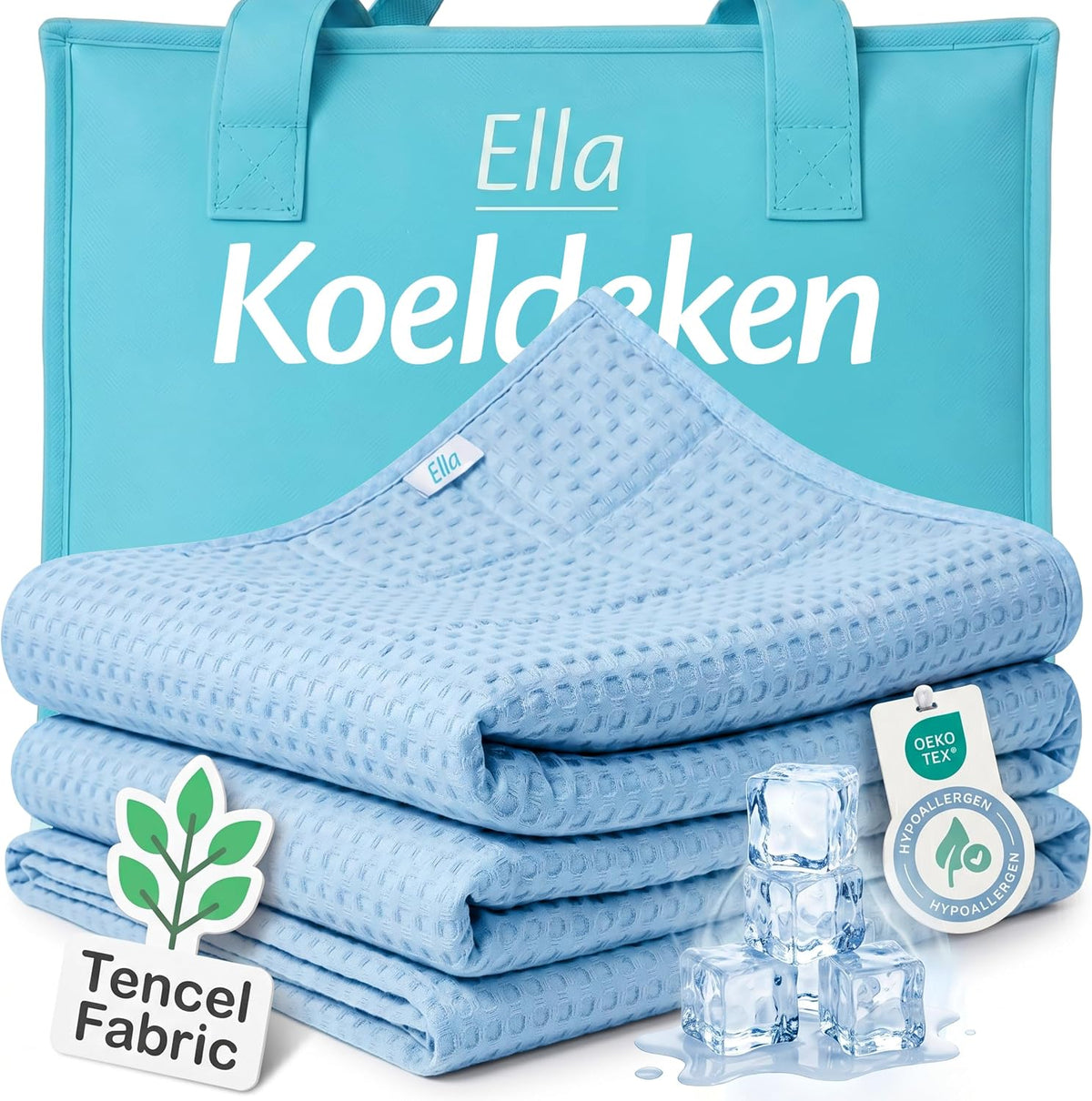 Couverture rafraîchissante ELLA en Tencel – 135 x 200 cm – Couverture d'été respirante – OEKO-TEX – Bleu ciel