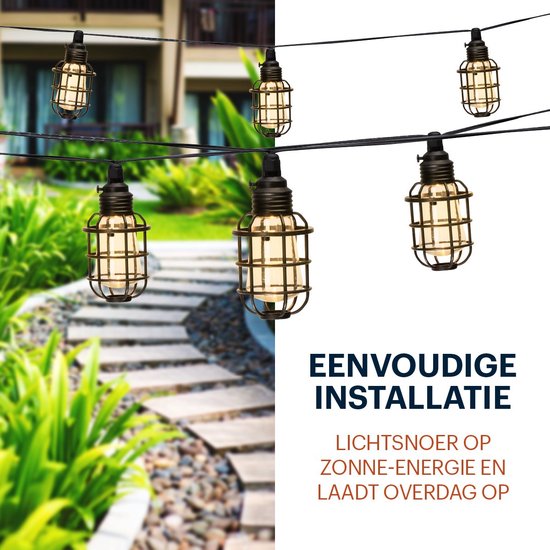 Guirlande lumineuse de jardin - 3,8 m - Solaire - LED blanc chaud
