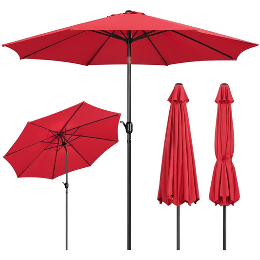 Parasol Yaheetech Ø 300 cm - Rouge - Parasol de jardin inclinable avec mécanisme à balancier et protection UV50+