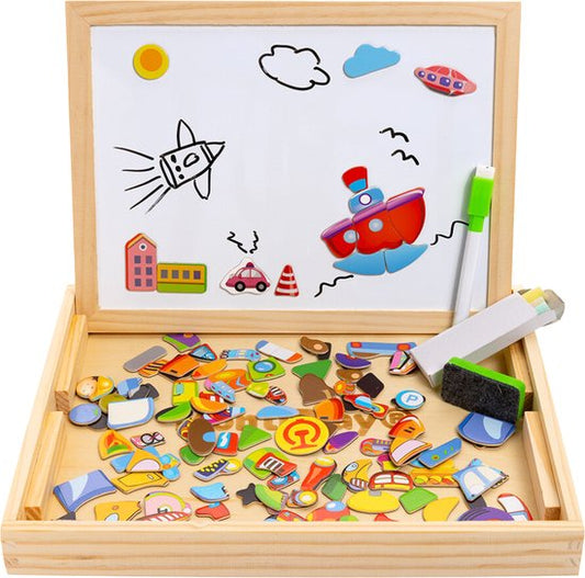 MontiPlay® Magnetic Toy Vehicles - Livre magnétique - Chalkboard Children - Magnetibook - Magnetic Toy - Drawing Board - Montessori - Sensory - Busy Board - Toy on the go - Toy for the car - Toy for travelling