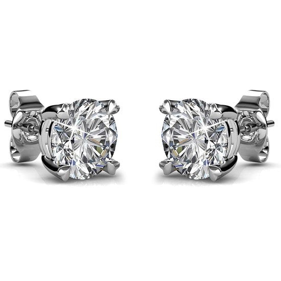 Yolora Boucles d'oreilles pour femmes - Cristaux ronds Kalpa Camaka - Argent - Plaqué or blanc 18K - Boucles d'oreilles pour femmes Argent - Boucles d'oreilles - Bijoux - Boîte cadeau de luxe - Boîte cadeau - Bel emballage cadeau - Cadeau de fête des mère
