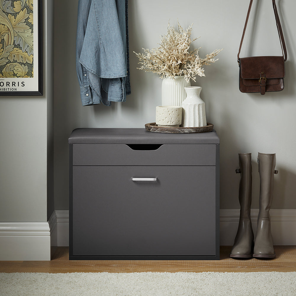 SoBuy Meuble à chaussures avec siège - 1 tiroir - Max. 120 kg - 60 x 30 x 50 cm - Noir