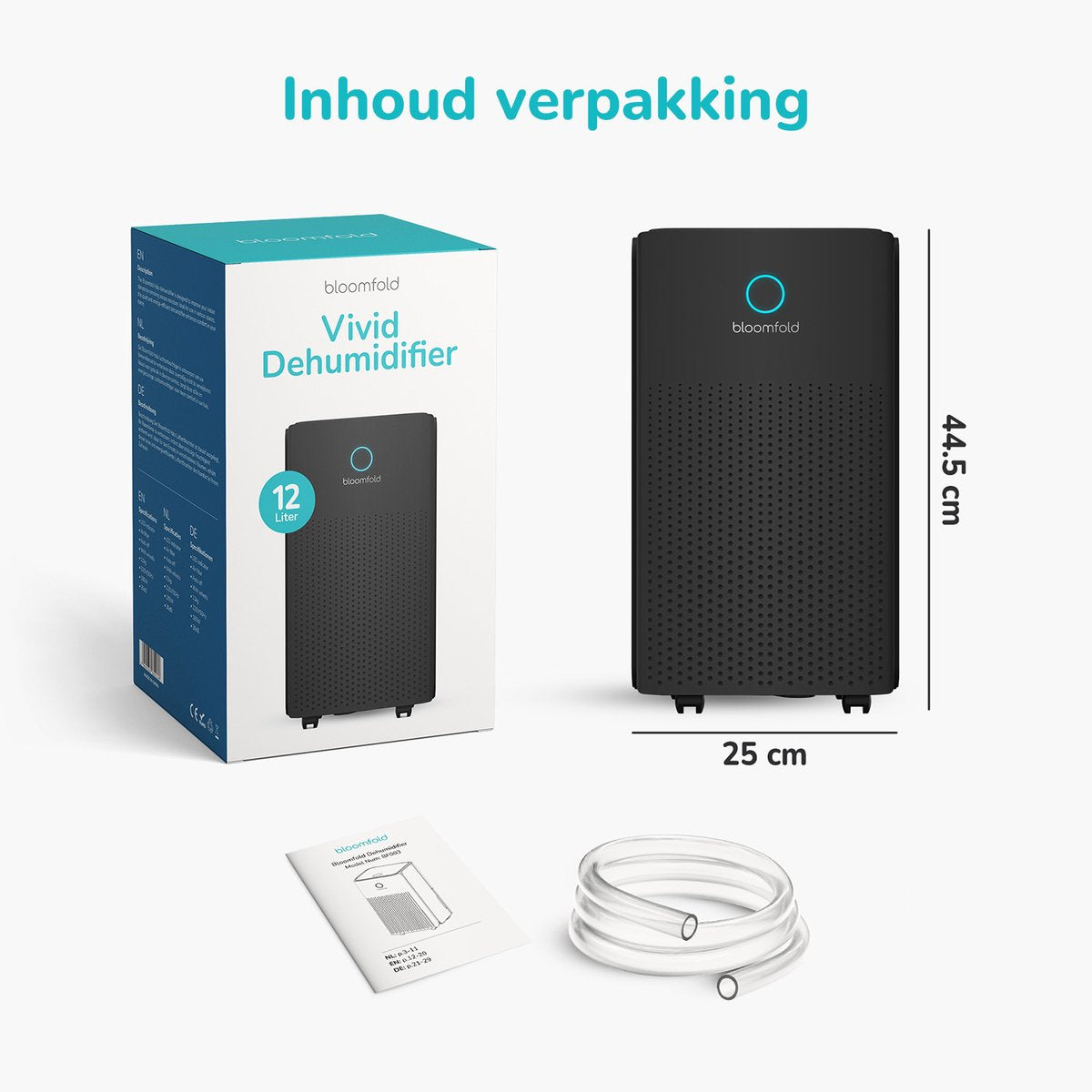 Déshumidificateur Bloomfold - 12L par jour - Salon, chambre, sous-sol et salle de bain - Déshumidificateur - Noir