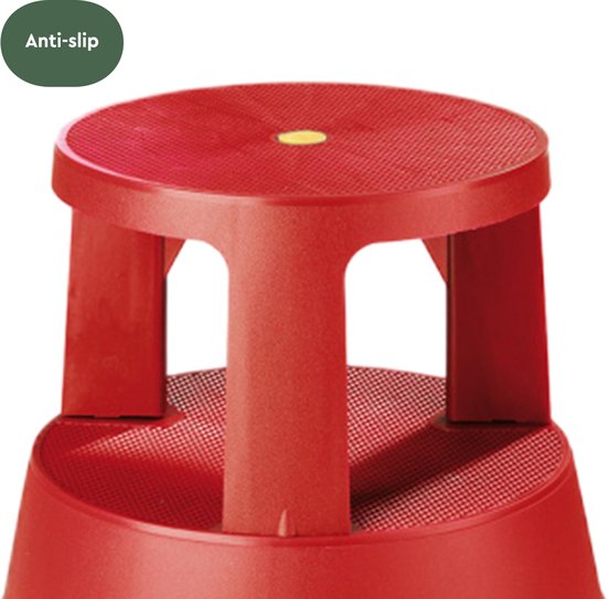 BRASQ Tabouret de marche rouge ST200 - Mobile - Capacité 150 kg - Tabouret de marche - Tabouret de marche adulte - Pied d'éléphant