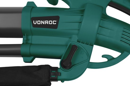 Souffleur de feuilles - Vonroc - 3300W - Vitesse 270 km/h - Broyage intégré - Sac 40L - Noir/Vert