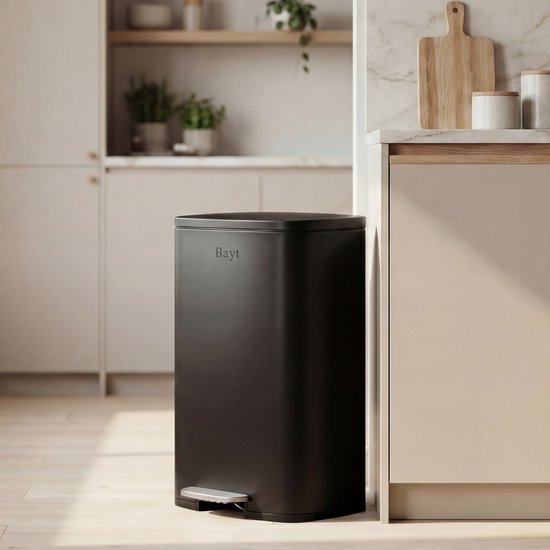 Bayt Trash can - Pedal bin 50 Liter - Trash can 50 Liter - Garbage can 50 Liter - Trash Separation - Waste bin - Stainless steel - Black