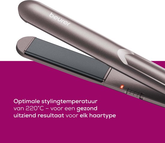 Fer à lisser Beurer HS 15 - Appareil de coiffure - Chauffage rapide - Revêtement en céramique - Charnière pivotante à 360° - Verrouillage des plaques - Garantie de 3 ans