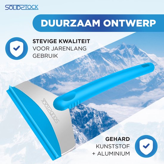 SolidStock Grattoir à glace pour voiture - Grattoir pour voiture - Extra large - Grattoir pour vitres - Design ergonomique - Bleu