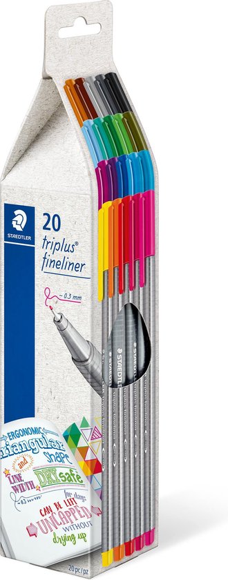 STAEDTLER triplus fineliner - étui en carton avec 20 couleurs