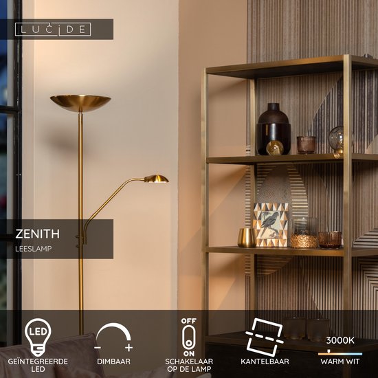 Lucide ZENITH - Lampe de lecture - LED à intensité variable - 3000K - Or mat / Laiton