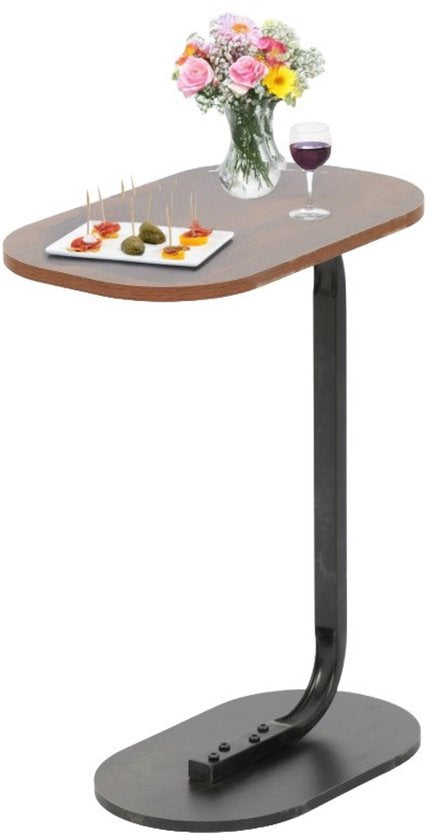 Table d'appoint - Marron - Table banc - Métal et bois - Table basse - Forme C - 45x28x60 cm
