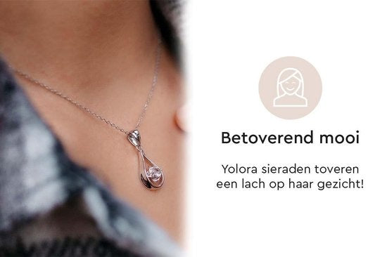 Yolora Collier pour femme avec pendentif en cristal Kalpa Camaka - Couleur argent - Plaqué or blanc 18K - Emballé - Cadeau de fête des mères