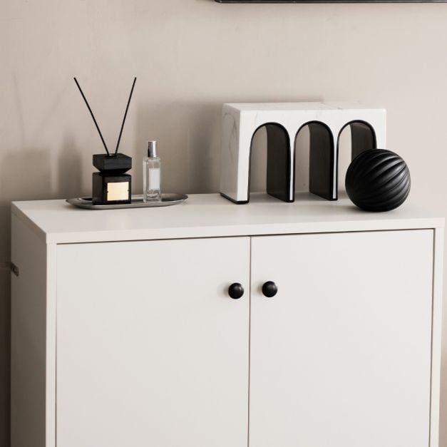 Buffet Coast blanc – Meuble de rangement moderne à 2 portes et 3 étagères – 72 x 34 x 85,5 cm