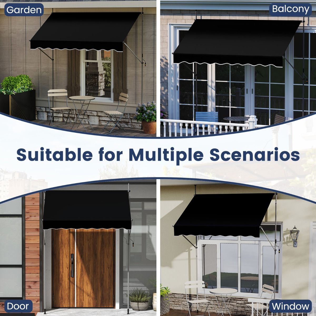 store coast clamp - 250 cm x 120 cm - Hauteur réglable 210-300 cm - Noir - Contrôle manuel & résistant aux UV