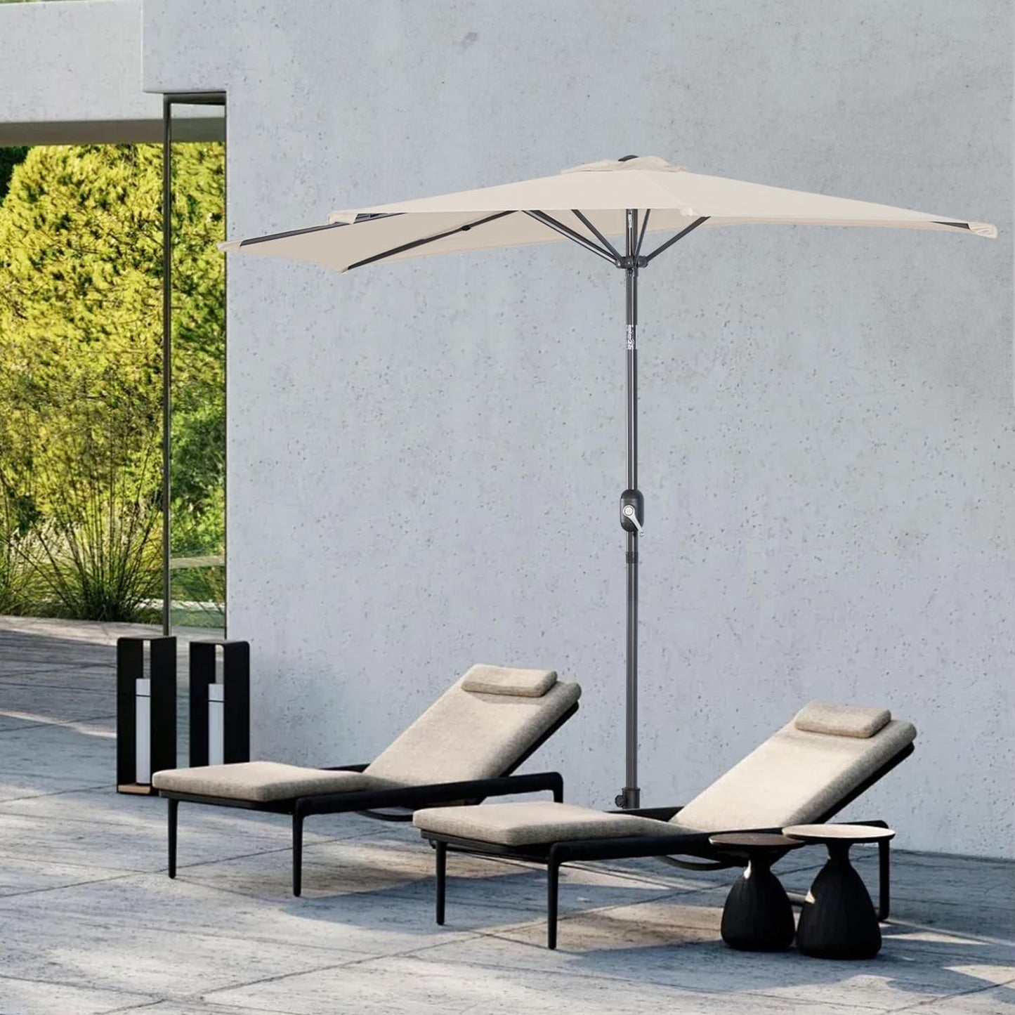 Angel Living Parasol de balcon - Semi-circulaire - 265 x 130 cm - Beige