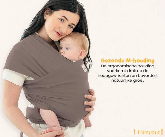Écharpe porte-bébé Frummel Taupe - Porte-bébé - Écharpe porte-bébé - Porte-bébé - Écharpe pour bébé - Bébé 0-36 mois - Nouveau-né
