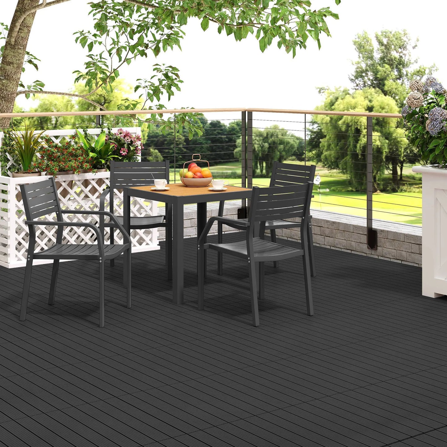 Dalles de terrasse EUGAD WPC 30 x 60 cm - 12 pièces - 2 m² - Système d'emboîtement - Couleurs variées