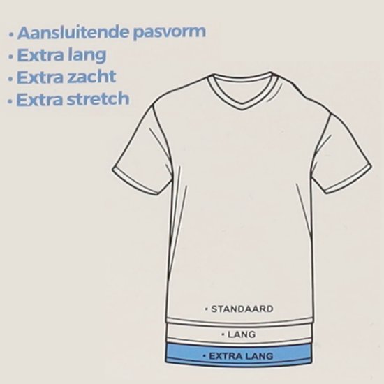 Comfort Essentials - T-shirts pour hommes - Extra Long - Navy XXL - 3 Pack - V Neck - Underhirt Men