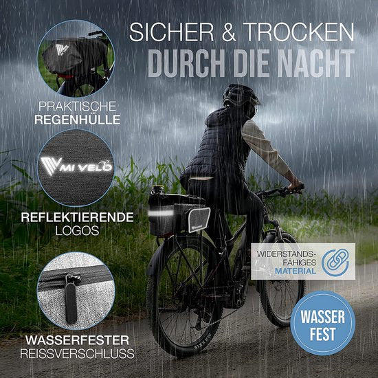 MIVELO - Sacoche de transport - sac à bagages vélo - extensible jusqu'à 20 l - résistant à l'eau - 20 l gris